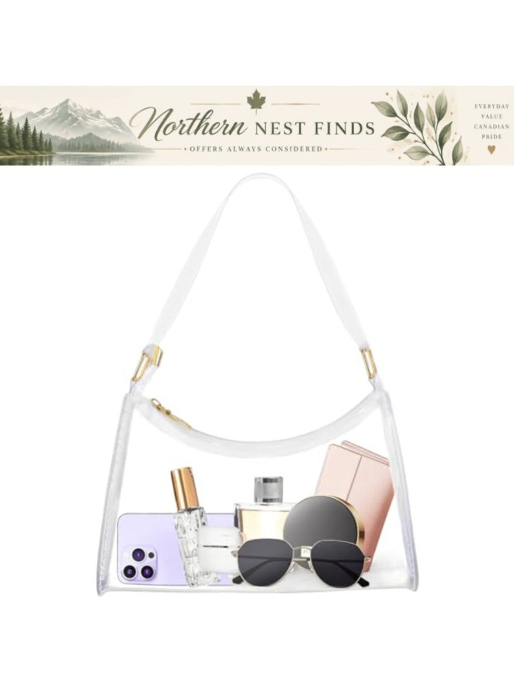 Stadium Approved Clear Crossbody Purse PVC Waterproof Zipper